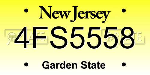 4FS5558 New Jersey License Plate