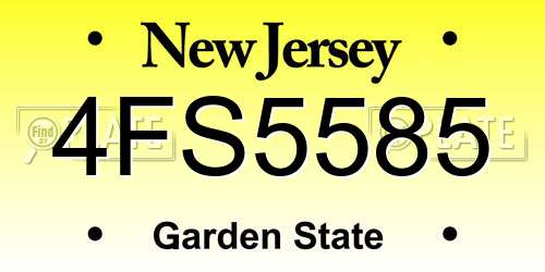 4FS5585 New Jersey License Plate