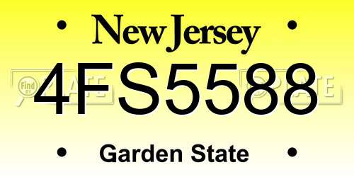4FS5588 New Jersey License Plate