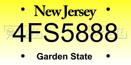 4FS5888 New Jersey License Plate