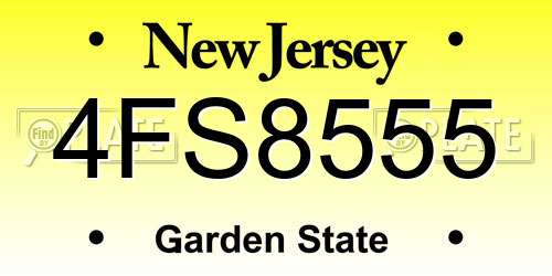 4FS8555 New Jersey License Plate