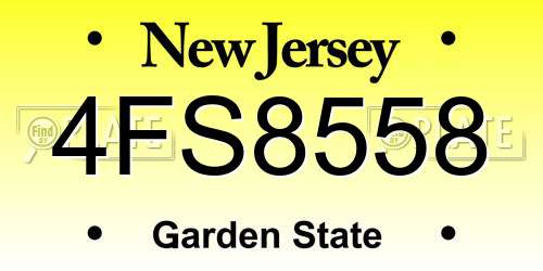 4FS8558 New Jersey License Plate