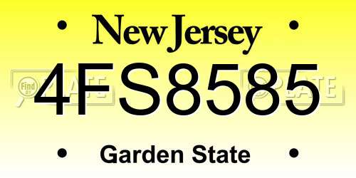 4FS8585 New Jersey License Plate