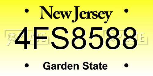 4FS8588 New Jersey License Plate