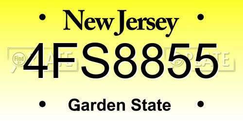 4FS8855 New Jersey License Plate