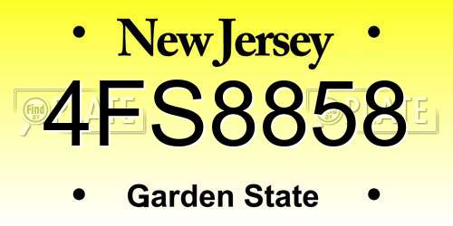 4FS8858 New Jersey License Plate