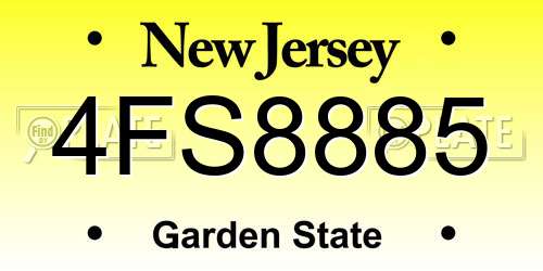 4FS8885 New Jersey License Plate