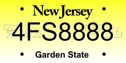 4FS8888 New Jersey License Plate