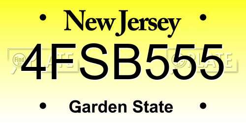 4FSB555 New Jersey License Plate