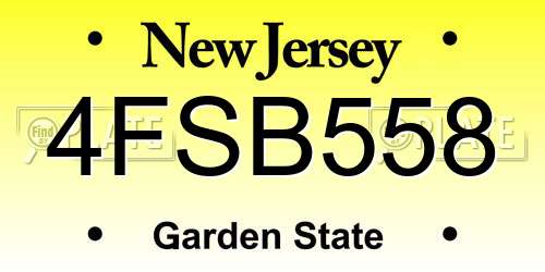 4FSB558 New Jersey License Plate