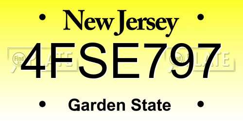 4FSE797 New Jersey License Plate