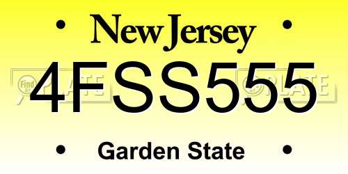 4FSS555 New Jersey License Plate