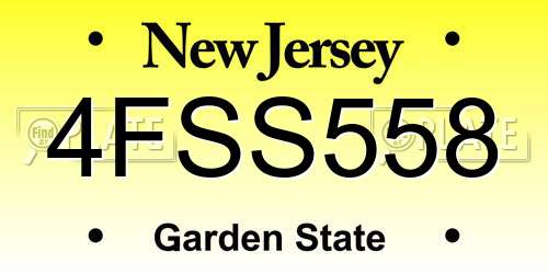4FSS558 New Jersey License Plate
