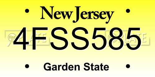 4FSS585 New Jersey License Plate