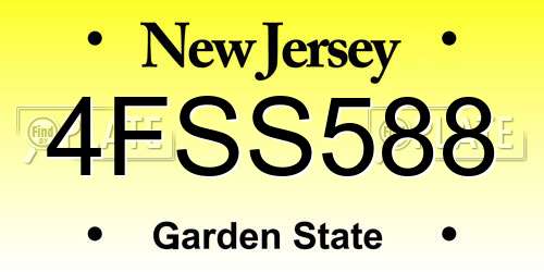 4FSS588 New Jersey License Plate