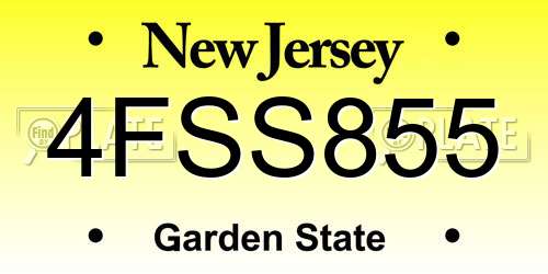 4FSS855 New Jersey License Plate