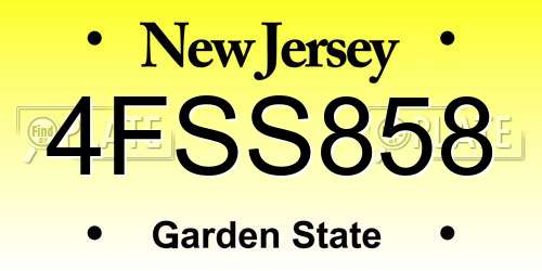 4FSS858 New Jersey License Plate