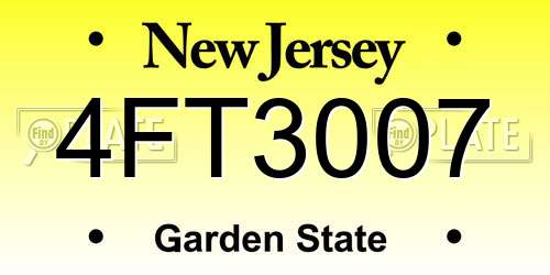 4FT3007 New Jersey License Plate