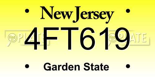 4FT619 New Jersey License Plate