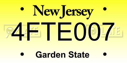 4FTE007 New Jersey License Plate