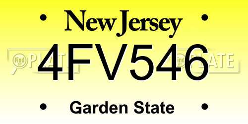 4FV546 New Jersey License Plate