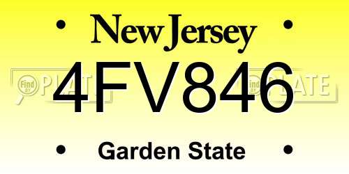 4FV846 New Jersey License Plate