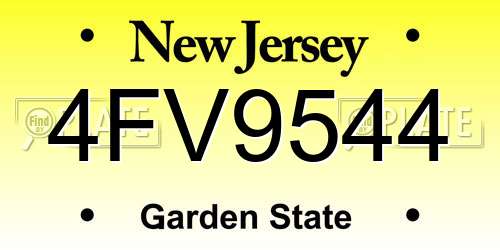 4FV9544 New Jersey License Plate
