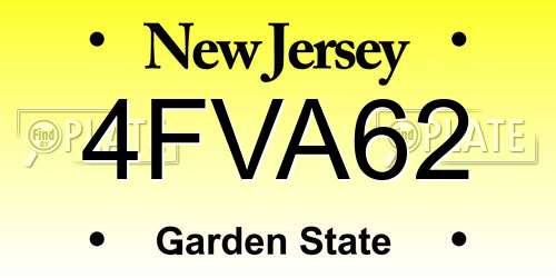4FVA62 New Jersey License Plate