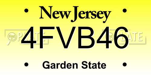 4FVB46 New Jersey License Plate