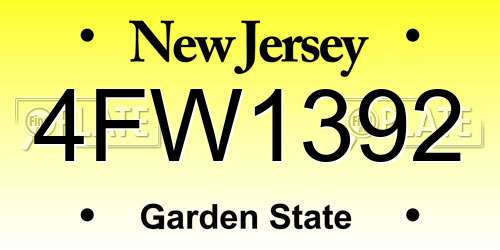 4FW1392 New Jersey License Plate