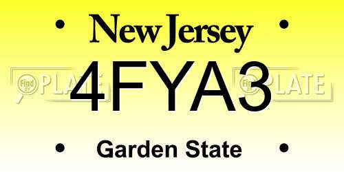 4FYA3 New Jersey License Plate