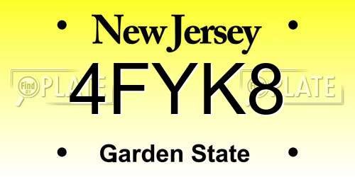 4FYK8 New Jersey License Plate