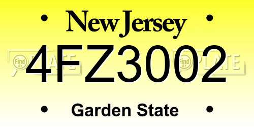 4FZ3002 New Jersey License Plate