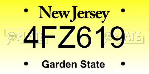 4FZ619 New Jersey License Plate