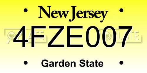 4FZE007 New Jersey License Plate
