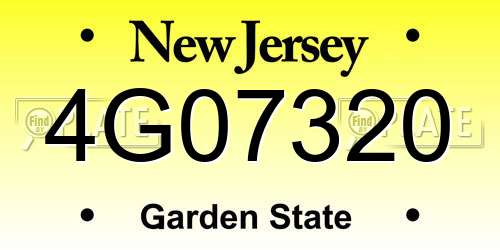 4G07320 New Jersey License Plate