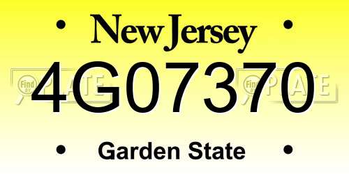 4G07370 New Jersey License Plate