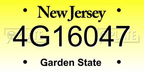4G16047 New Jersey License Plate