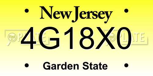 4G18X0 New Jersey License Plate