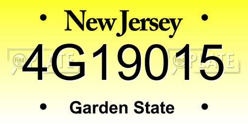 4G19015 New Jersey License Plate