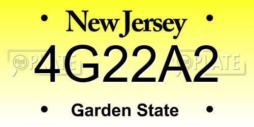 4G22A2 New Jersey License Plate