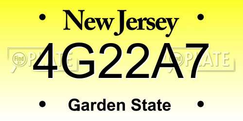 4G22A7 New Jersey License Plate