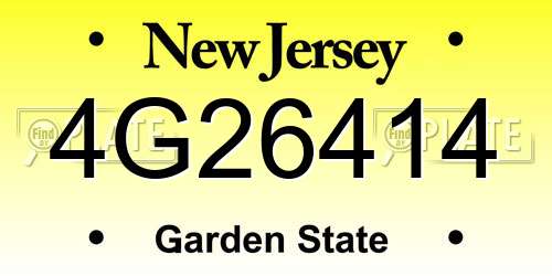 4G26414 New Jersey License Plate