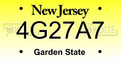 4G27A7 New Jersey License Plate