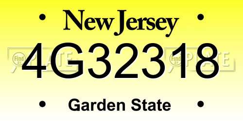4G32318 New Jersey License Plate
