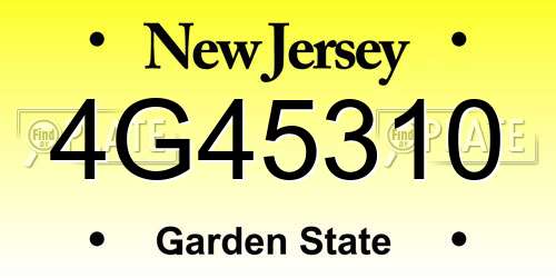 4G45310 New Jersey License Plate
