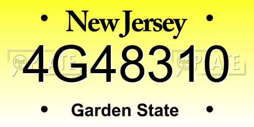 4G48310 New Jersey License Plate