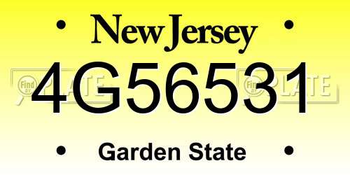 4G56531 New Jersey License Plate