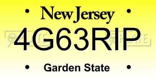 4G63RIP New Jersey License Plate