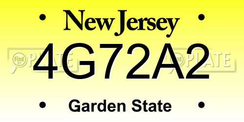 4G72A2 New Jersey License Plate